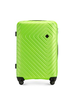 Średnia walizka z ABS-u z geometrycznym tłoczeniem limonkowa ze sklepu WITTCHEN w kategorii Walizki - zdjęcie 160932608