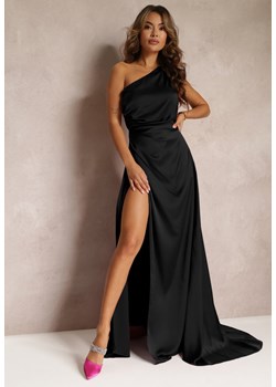 Czarna Elegancka Sukienka na Jedno Ramię o Asymetrycznym Fasonie Leylane ze sklepu Renee odzież w kategorii Sukienki - zdjęcie 160936306