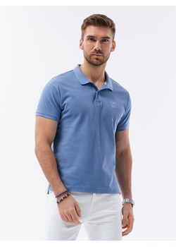 Koszulka męska polo z dzianiny pique - niebieski V16 S1374 ze sklepu ombre w kategorii T-shirty męskie - zdjęcie 160938169