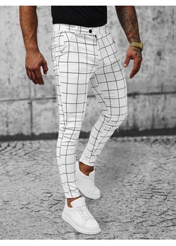 Spodnie męskie chino materiałowe białe OZONEE O/P4009 ze sklepu ozonee.pl w kategorii Spodnie męskie - zdjęcie 160939099