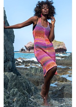 Letnia sukienka z rozporkiem z recyklingu F1692, Kolor różowy, Rozmiar M/L, Fobya ze sklepu Primodo w kategorii Odzież plażowa - zdjęcie 160944015