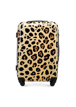 Średnia walizka z ABS-u z nadrukiem beżowo-brązowa ze sklepu WITTCHEN w kategorii Walizki - zdjęcie 160947475