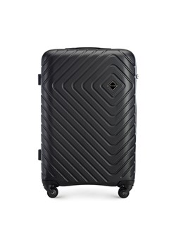 Średnia walizka z ABS-u z geometrycznym tłoczeniem czarna ze sklepu WITTCHEN w kategorii Walizki - zdjęcie 160947579