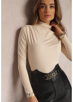 Jasnobeżowa Bluzka z Półgolfem i Marszczeniem Morges ze sklepu Renee odzież w kategorii Swetry damskie - zdjęcie 160953388