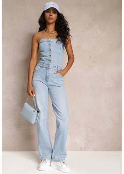 Niebieski Długi Kombinezon z Jeansu bez Ramiączek Ediekesa ze sklepu Renee odzież w kategorii Kombinezony damskie - zdjęcie 160955315