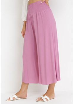 Różowe Szerokie Spodnie z Wiskozy o Długości 7/8 Inule ze sklepu Born2be Odzież w kategorii Spodnie damskie - zdjęcie 160956107
