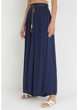 Granatowe Spodnie Samusi ze sklepu Born2be Odzież w kategorii Spodnie damskie - zdjęcie 160956146