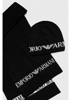 Emporio Armani czapka i szalik z domieszką wełny kolor czarny ze sklepu ANSWEAR.com w kategorii Dodatki męskie - zdjęcie 160956207