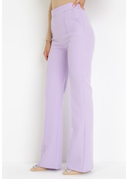 Fioletowe Garniturowe Spodnie z Szerokimi Nogawkami i Gumką w Pasie Leilma ze sklepu Born2be Odzież w kategorii Spodnie damskie - zdjęcie 160967055