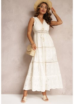 Beżowa Bawełniana Sukienka Maxi z Haftowanej Tkaniny Jive ze sklepu Renee odzież w kategorii Sukienki - zdjęcie 160970349