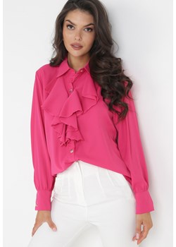 Różowa Koszula z Wiskozy i Ozdobnym Żabotem Zucco ze sklepu Born2be Odzież w kategorii Koszule damskie - zdjęcie 160970616