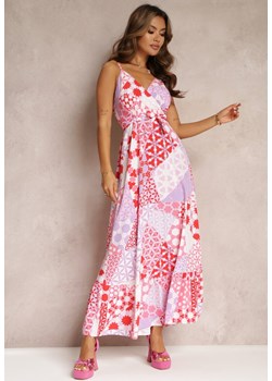 Różowa Rozkloszowana Sukienka Maxi na Ramiączkach Aadane ze sklepu Renee odzież w kategorii Sukienki - zdjęcie 160973028