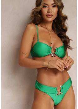 Zielone Gładkie Bikini z Majtkami Typu Figi oraz Biustonoszem Wiązanym na Plecach Zerisma ze sklepu Renee odzież w kategorii Stroje kąpielowe - zdjęcie 160973176