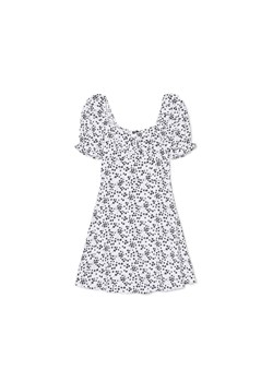 Cropp - Biała sukienka mini w kwiaty - kremowy ze sklepu Cropp w kategorii Sukienki - zdjęcie 160974016