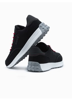 Buty męskie sneakersy z łączonych materiałów - czarne V3 OM-FOSL-0110 ze sklepu ombre w kategorii Buty sportowe męskie - zdjęcie 160975755