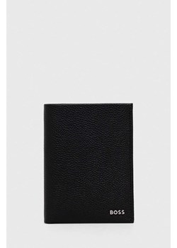 BOSS portfel skórzany męski kolor czarny ze sklepu ANSWEAR.com w kategorii Portfele męskie - zdjęcie 161011156