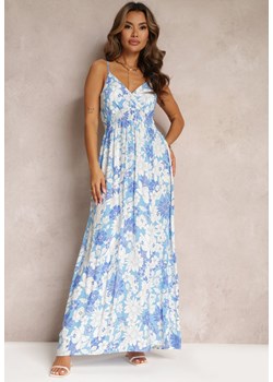 Niebieska Sukienka na Cienkich Ramiączkach z Bawełny w Kwiatowy Print Agemia ze sklepu Renee odzież w kategorii Sukienki - zdjęcie 161011645