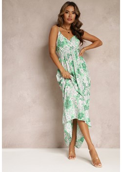 Zielona Sukienka na Cienkich Ramiączkach z Bawełny w Kwiatowy Print Agemia ze sklepu Renee odzież w kategorii Sukienki - zdjęcie 161011655