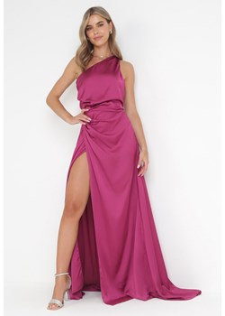 Fioletowa Asymetryczna Sukienka na Jedno Ramię z Kopertowym Dołem Emmellis ze sklepu Born2be Odzież w kategorii Sukienki - zdjęcie 161013466