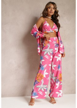 Różowy Komplet 3-Częściowy w Kwiatowy Print Esheve ze sklepu Renee odzież w kategorii Komplety i garnitury damskie - zdjęcie 161034865