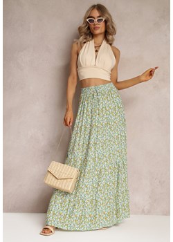 Zielona Rozkloszowana Spódnica Maxi w Kwiaty Dethuj ze sklepu Renee odzież w kategorii Spódnice - zdjęcie 161039715