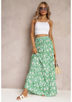 Zielona Bawełniana Spódnica Maxi w Kwiaty Eile ze sklepu Renee odzież w kategorii Spódnice - zdjęcie 161039745