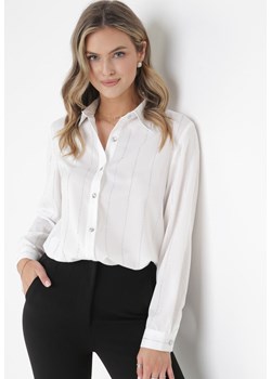 Biała Koszula w Cyrkonie Breigh ze sklepu Born2be Odzież w kategorii Koszule damskie - zdjęcie 161042376