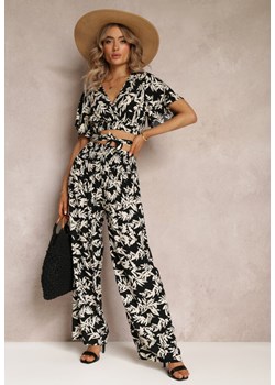 Czarny 2-częściowy Komplet z Topem i Spodniami Khelu ze sklepu Renee odzież w kategorii Komplety i garnitury damskie - zdjęcie 161042608