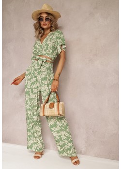 Zielony 2-częściowy Komplet z Topem i Spodniami Khelu ze sklepu Renee odzież w kategorii Komplety i garnitury damskie - zdjęcie 161042618