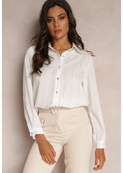 Biała Koszula na Guziki w Cyrkonie Euric ze sklepu Renee odzież w kategorii Koszule damskie - zdjęcie 161060637