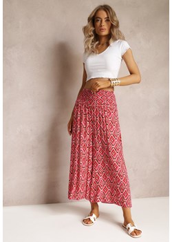 Różowe Szerokie Spodnie z Wiskozy o Długości 7/8 Vespera ze sklepu Renee odzież w kategorii Spodnie damskie - zdjęcie 161060687