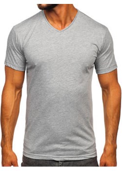 T-shirt męski bez nadruku w serek szary Bolf 192131 ze sklepu Denley w kategorii T-shirty męskie - zdjęcie 161077565