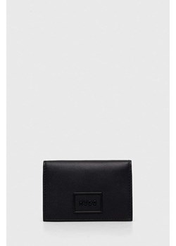HUGO etui na karty skórzane kolor czarny ze sklepu ANSWEAR.com w kategorii Etui - zdjęcie 161096305