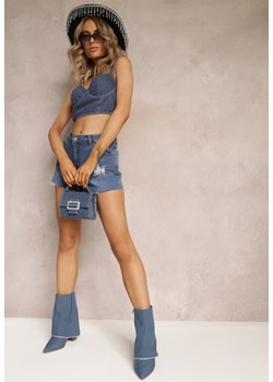 Granatowe Jeansowe Szorty z Dziurami i Przetarciami Leathia ze sklepu Renee odzież w kategorii Szorty - zdjęcie 161096606