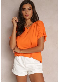 Pomarańczowa Bluzka z Łańcuszkiem i Falbankami Jaiselvin ze sklepu Renee odzież w kategorii Bluzki damskie - zdjęcie 161096705