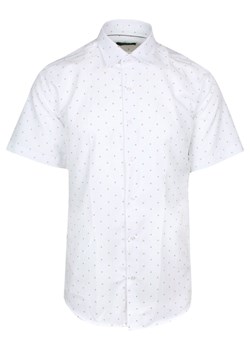 Koszula Wizytowa Biała w Brązowy Drobny Wzór, z Krótkim Rękawem, Taliowana -QUICKSIDE KSKWQUICK172592bialobraz ze sklepu JegoSzafa.pl w kategorii Koszule męskie - zdjęcie 161105278