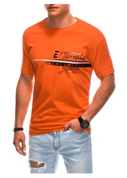 T-shirt męski z nadrukiem 1838S - pomarańczowy ze sklepu Edoti w kategorii T-shirty męskie - zdjęcie 161185677