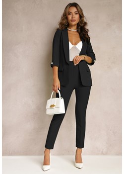 Czarne Garniturowe Spodnie z Wysokim Stanem Saggie ze sklepu Renee odzież w kategorii Spodnie damskie - zdjęcie 161186688