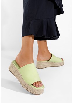 Limonkowe klapki na platformie Sitema ze sklepu Zapatos w kategorii Espadryle damskie - zdjęcie 161186968