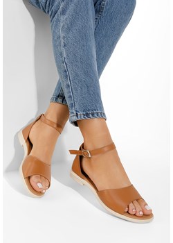 Camelowe sandały damskie skórzane Montela ze sklepu Zapatos w kategorii Sandały damskie - zdjęcie 161187017