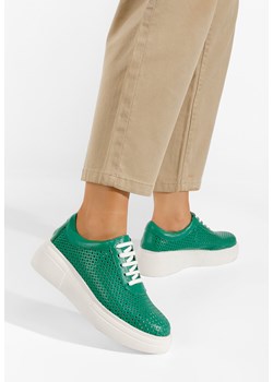 Zielone półbuty damskie skórzane Dakota ze sklepu Zapatos w kategorii Półbuty damskie - zdjęcie 161187069