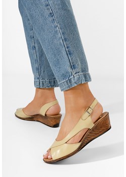 Żółte sandały damskie skórzane Rhonia ze sklepu Zapatos w kategorii Sandały damskie - zdjęcie 161187137