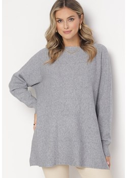Szary Sweter z Długim Rękawem Shi ze sklepu Born2be Odzież w kategorii Swetry damskie - zdjęcie 161189997