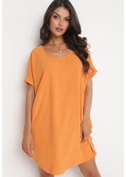Pomarańczowa Mini Sukienka z Krótkim Rękawem o Fasonie Nietoperza Kharson ze sklepu Born2be Odzież w kategorii Sukienki - zdjęcie 161190189