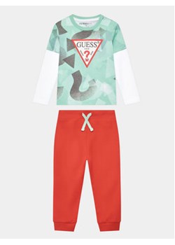 Guess Komplet bluzka i spodnie N3YG01 K8HM3 Zielony Regular Fit ze sklepu MODIVO w kategorii Komplety chłopięce - zdjęcie 161198606