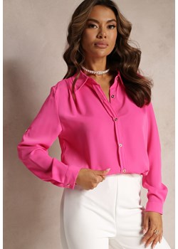 Różowa Wiskozowa Koszula z Guzikami i Kołnierzykiem Cardillo ze sklepu Renee odzież w kategorii Koszule damskie - zdjęcie 161200468
