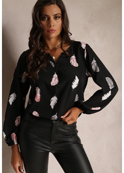 Czarna Bluzka z Wiskozy i Długim Rękawem Domanico ze sklepu Renee odzież w kategorii Bluzki damskie - zdjęcie 161200495