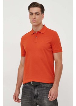 BOSS polo bawełniane kolor pomarańczowy gładki ze sklepu ANSWEAR.com w kategorii T-shirty męskie - zdjęcie 161205717