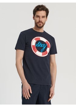 Sinsay - Koszulka z nadrukiem - granatowy ze sklepu Sinsay w kategorii T-shirty męskie - zdjęcie 161207636