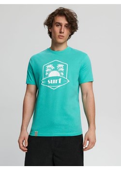 Sinsay - Koszulka z nadrukiem - turkusowy ze sklepu Sinsay w kategorii T-shirty męskie - zdjęcie 161207676